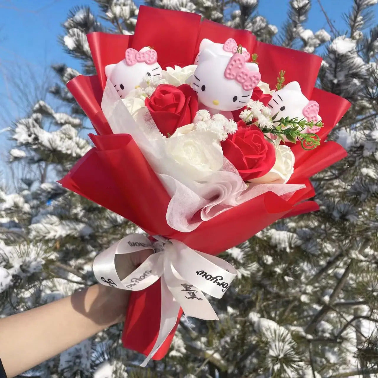 Sanrio Hello Kitty ramo de flores de felpa regalos de graduación de cumpleaños del día de San Valentín