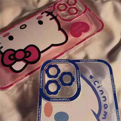 Hello Kitty Cinnamoroll Linda funda de teléfono transparente para iPhones