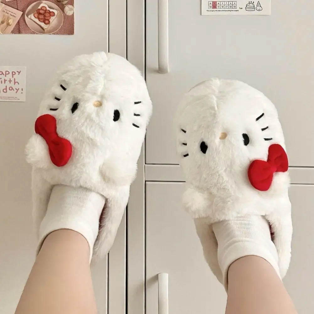 Sanrio Hello Kitty Zapatillas cómodas Chanclas de felpa de invierno Regalo