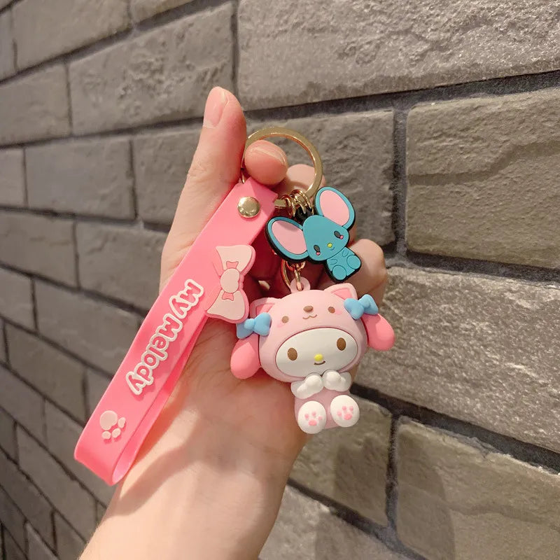 Sanrio Series Keychain Love Medal Pendant Brand kuromi Melody Cute Girl  Heart Birthday Gift