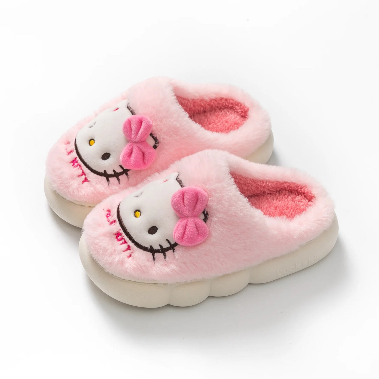 Sanrio Hello Kitty Cute Warm Slippers Winter Girls Plush Slides