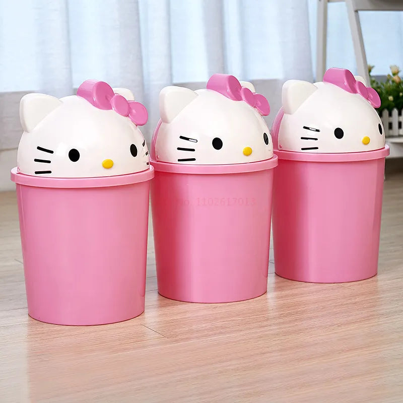 Sanrio Hello Kitty Trash Can Rubbish Bin Garbage Kawaii Indoor Decor