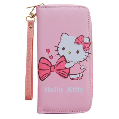 Lindo Hello Kitty mujeres monedero portátil cremallera cartera cuero