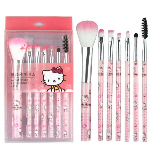 Juego de brochas de maquillaje Sanrio Hello Kitty, herramientas de belleza con caja