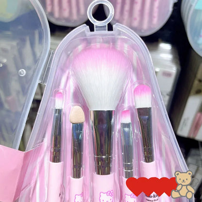 Juego de brochas de maquillaje Sanrio Hello Kitty, herramientas de belleza con caja