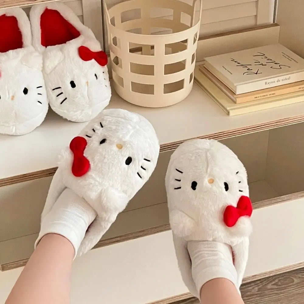 Sanrio Hello Kitty Zapatillas cómodas Chanclas de felpa de invierno Regalo