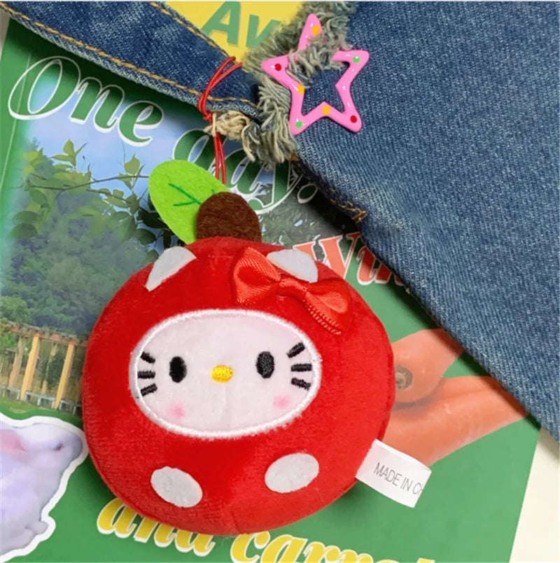 Sanrio Hello Kitty Plushie Apple Head Keychain Pendant