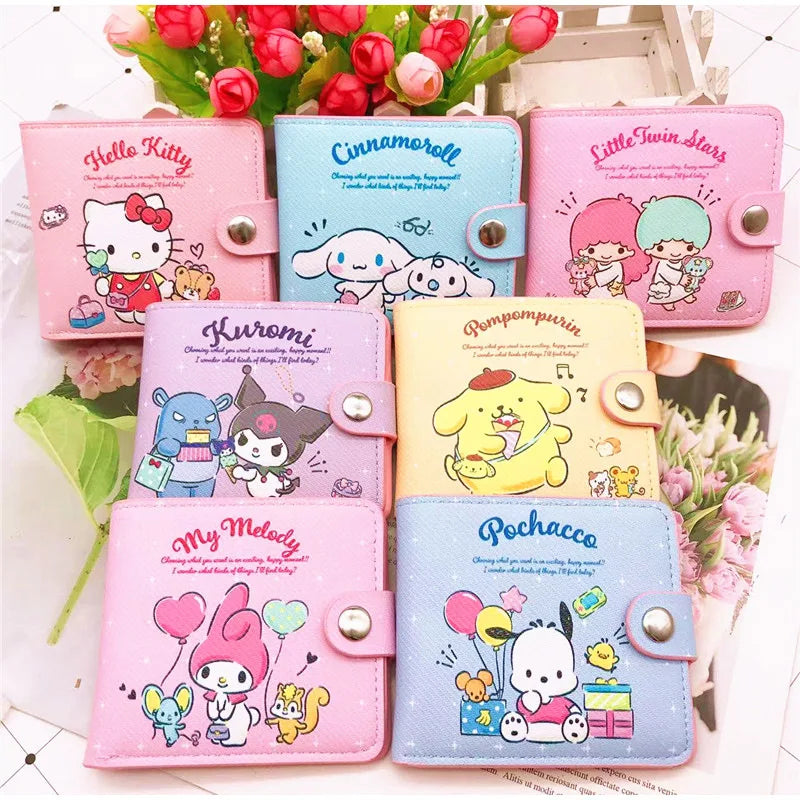 Sanrio Hello Kitty My Melody Cinnamoroll Kuromi Cute Leather Folding Wallet