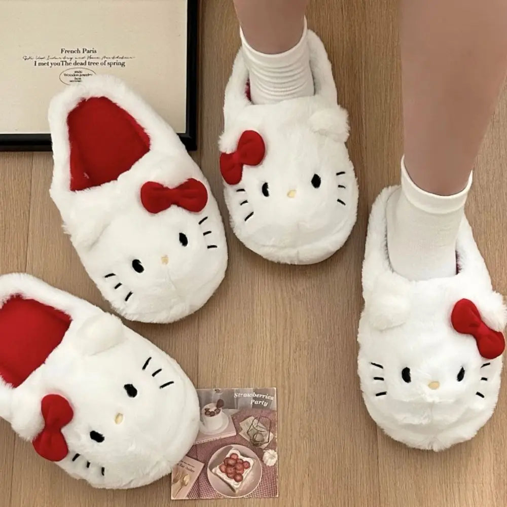 Sanrio Hello Kitty Zapatillas cómodas Chanclas de felpa de invierno Regalo