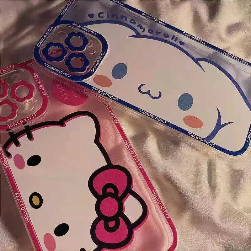 Hello Kitty Cinnamoroll Linda funda de teléfono transparente para iPhones