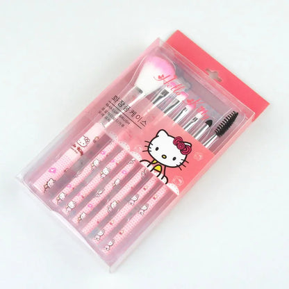 Juego de brochas de maquillaje Sanrio Hello Kitty, herramientas de belleza con caja