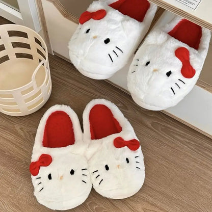 Sanrio Hello Kitty Zapatillas cómodas Chanclas de felpa de invierno Regalo